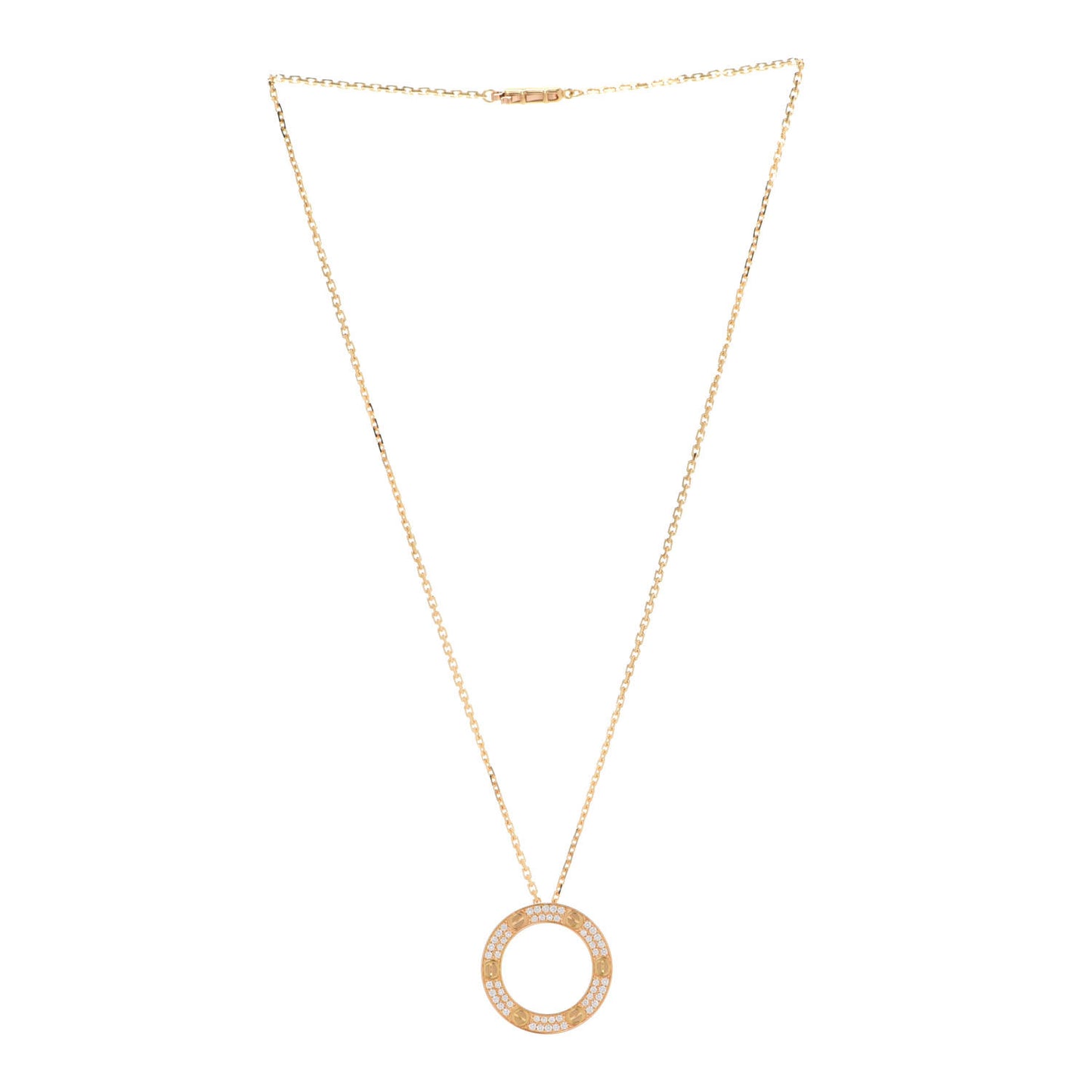 18K Yellow Gold Diamond LOVE Paved Necklace