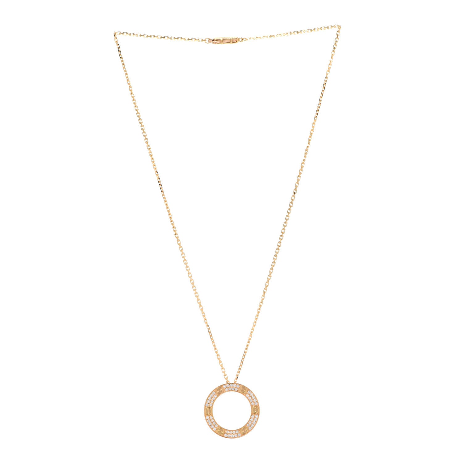 Cartier 18K Yellow Gold Diamond LOVE Paved Necklace 3 of 8
