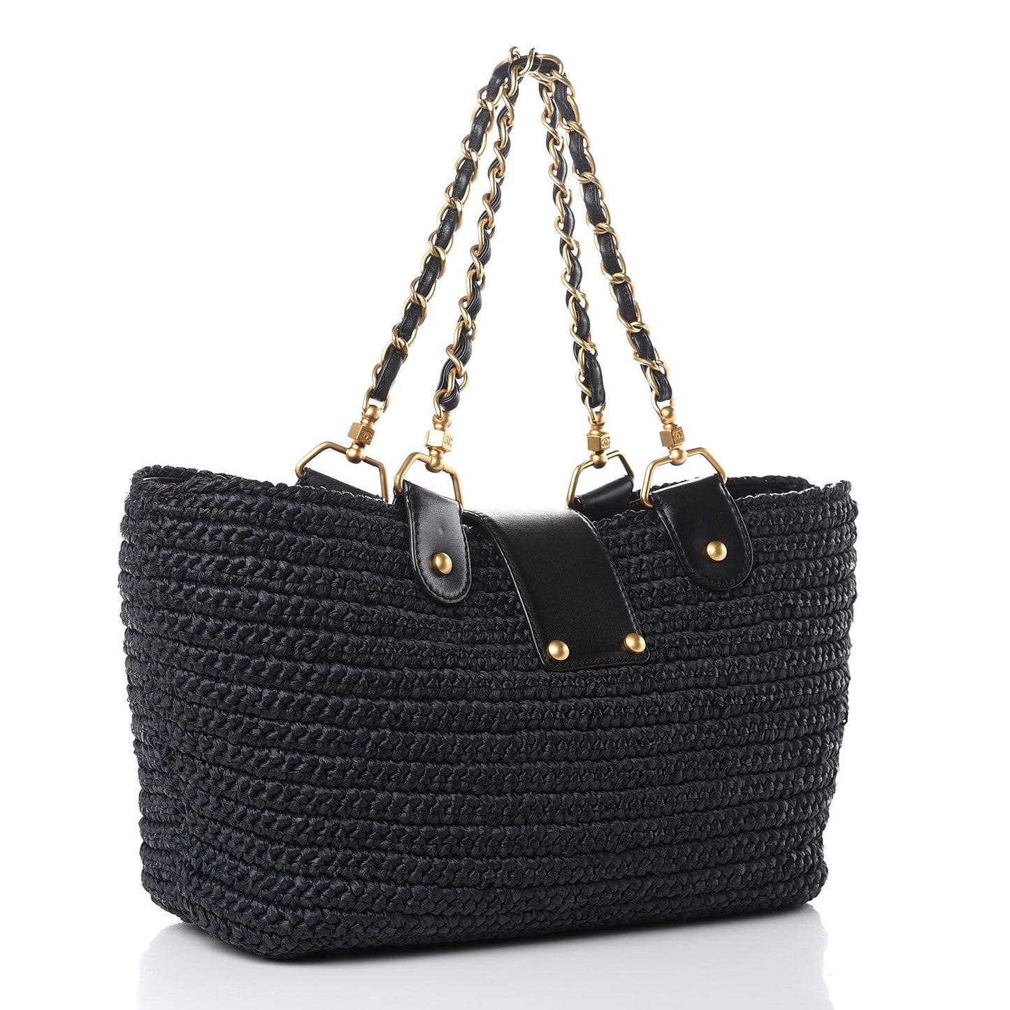Straw Raffia Tote Black