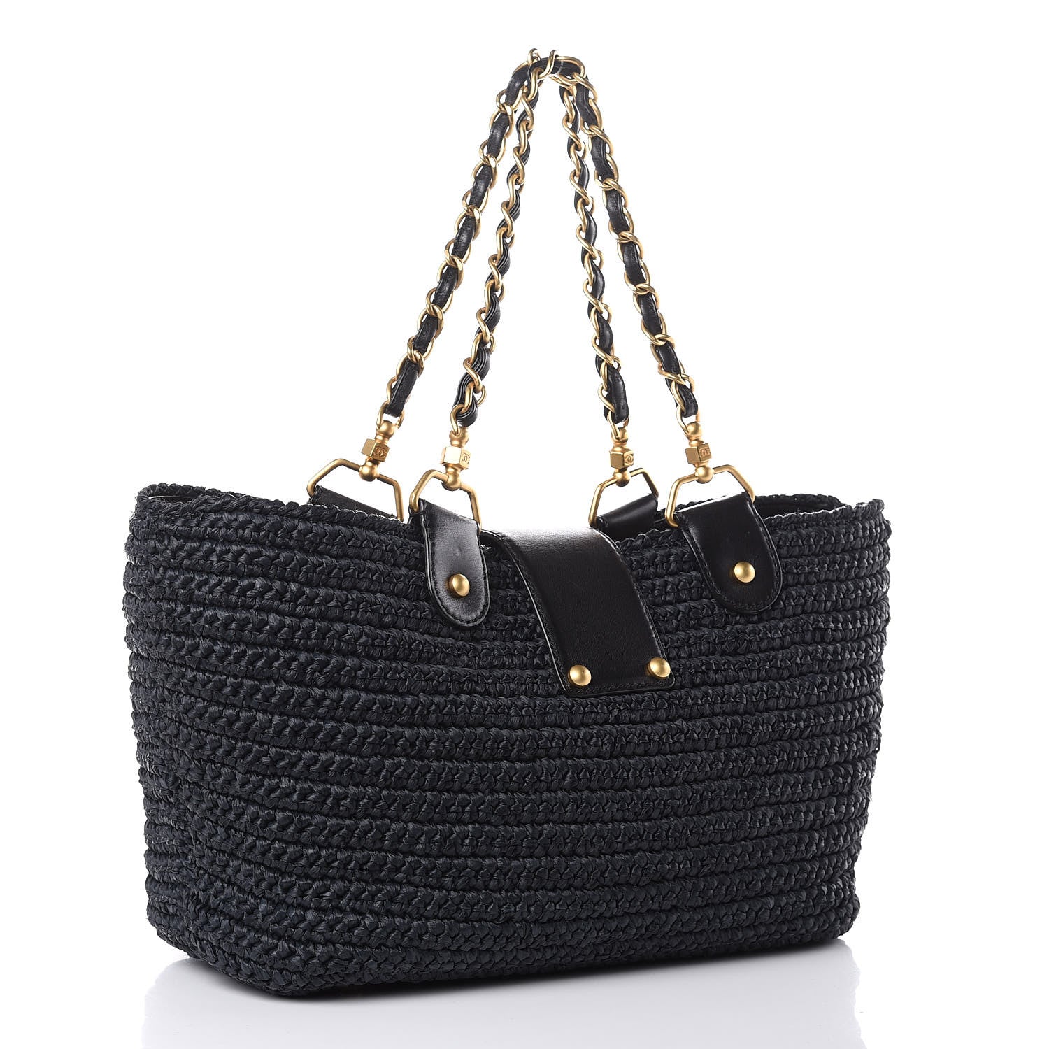 Chanel Straw Raffia Tote Black 3 of 10