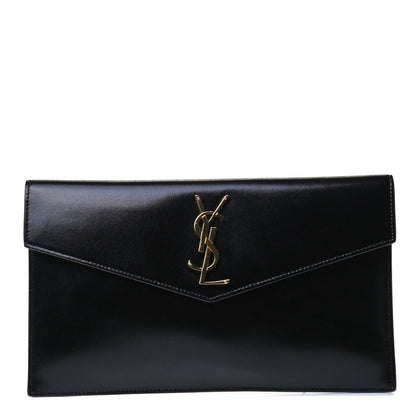 Saint Laurent Smooth Shiny Calfskin Monogram Uptown Pouch Black 1 of 4