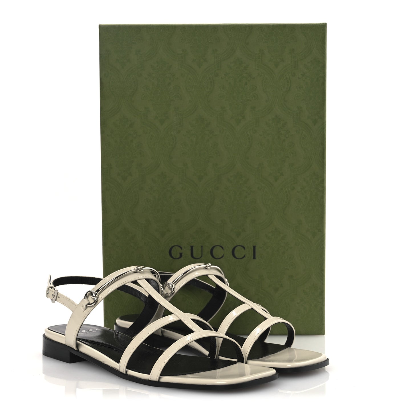 Calfskin Horsebit Divine Slingback Sandals 37.5 Mystic White