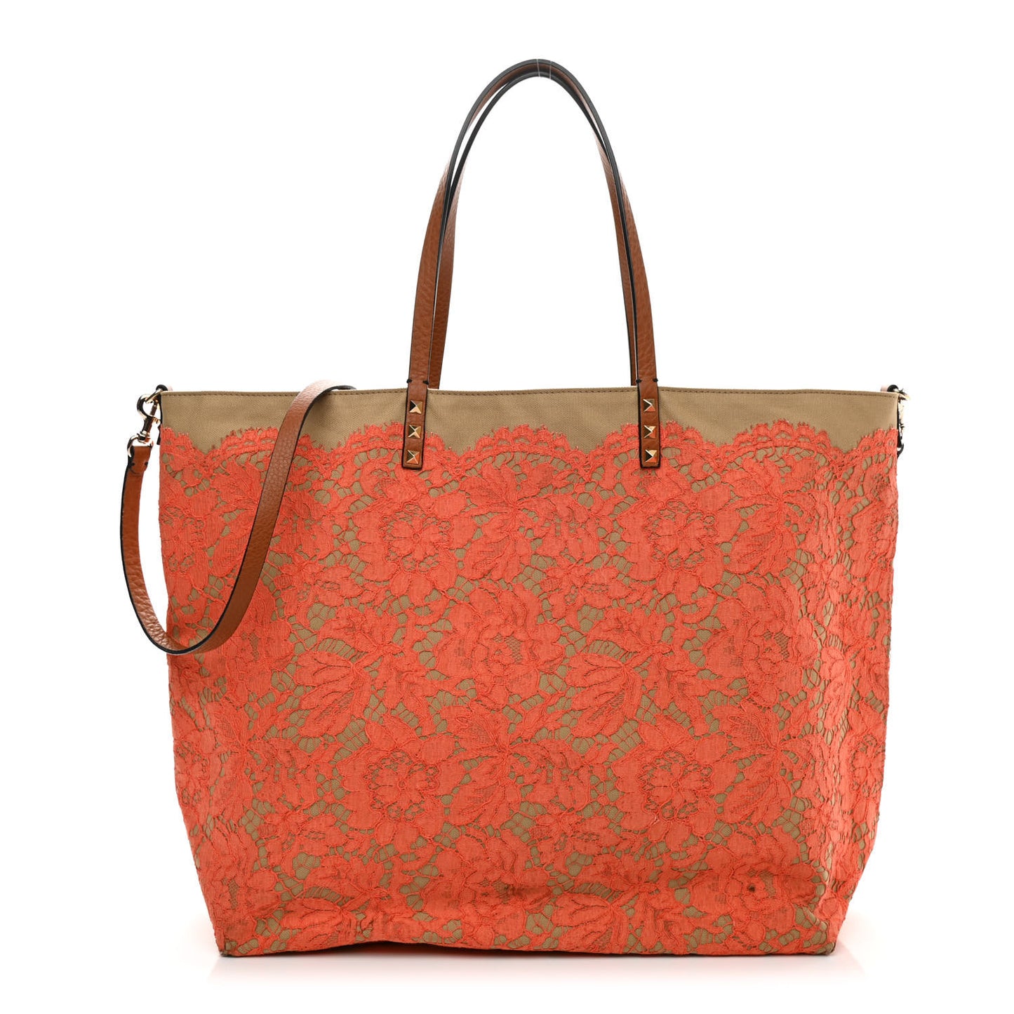 Canvas Glam Lace Reversible Tote Orange