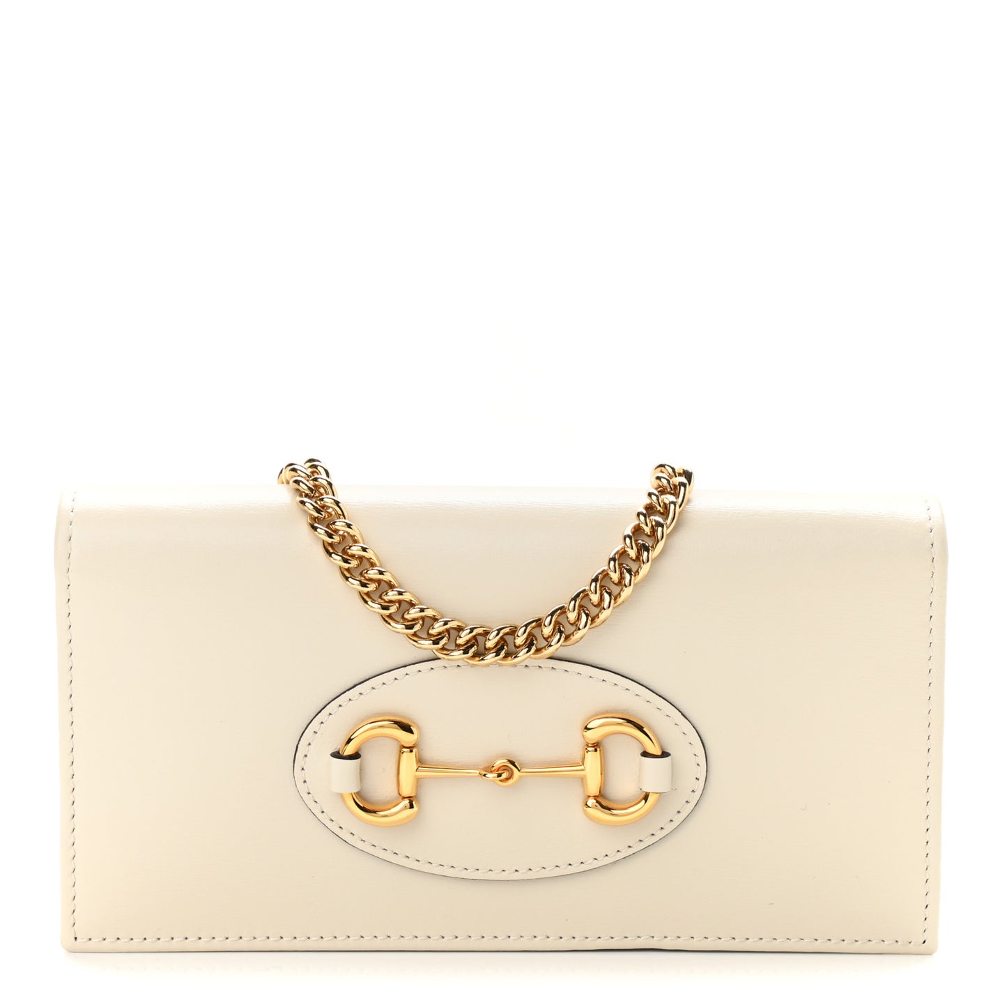 Boarded Plutone Calfskin Horsebit 1955 Wallet On Chain Mystic White