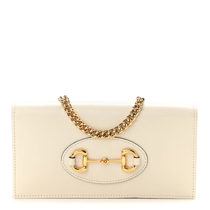 Gucci Boarded Plutone Calfskin Horsebit 1955 Wallet On Chain Mystic White 1 of 10