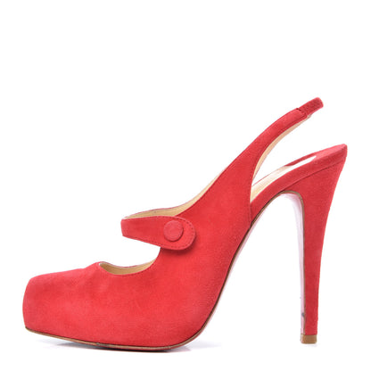 Christian Louboutin Suede Rolande Boucle 120 Pumps 35.5 Geranium 1 of 9