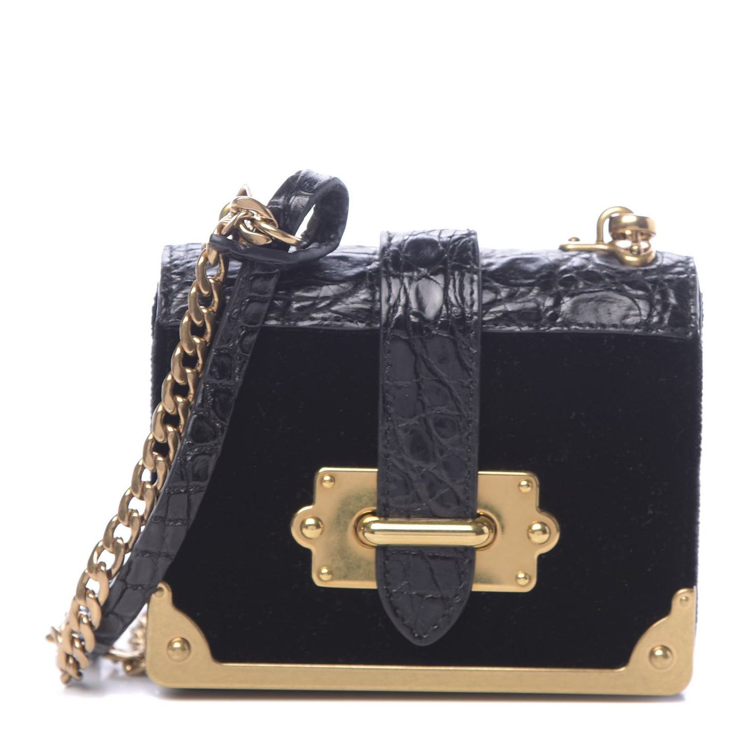 Velvet Crocodile Micro Cahier Bag Black