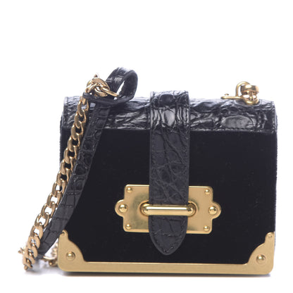 Prada Velvet Crocodile Micro Cahier Bag Black 1 of 10