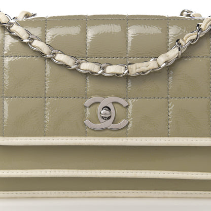 Chanel Patent Lambskin Medium Chocolate Bar Flap Khaki Beige 14 of 15
