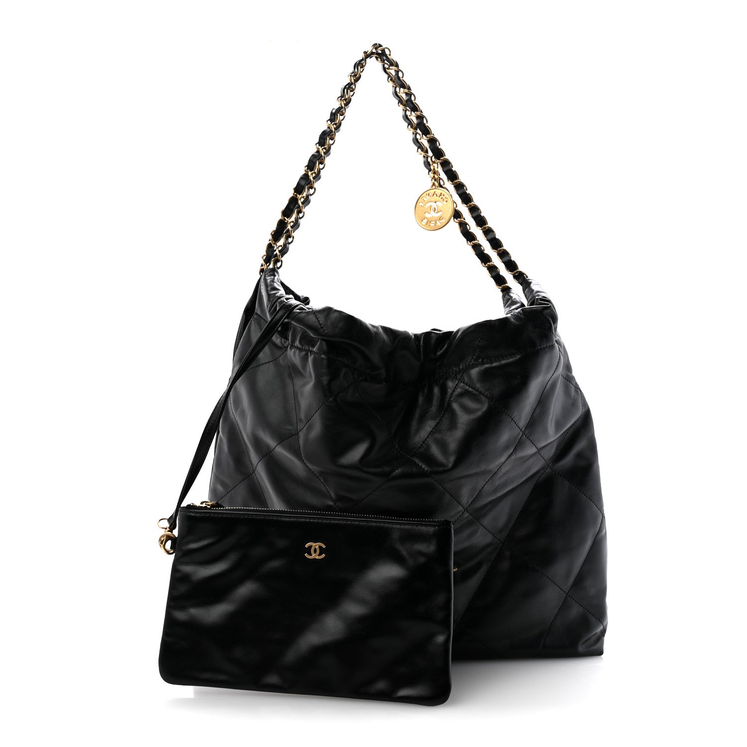 Chanel Shiny Calfskin Quilted Chanel 22 Black 3 of 12