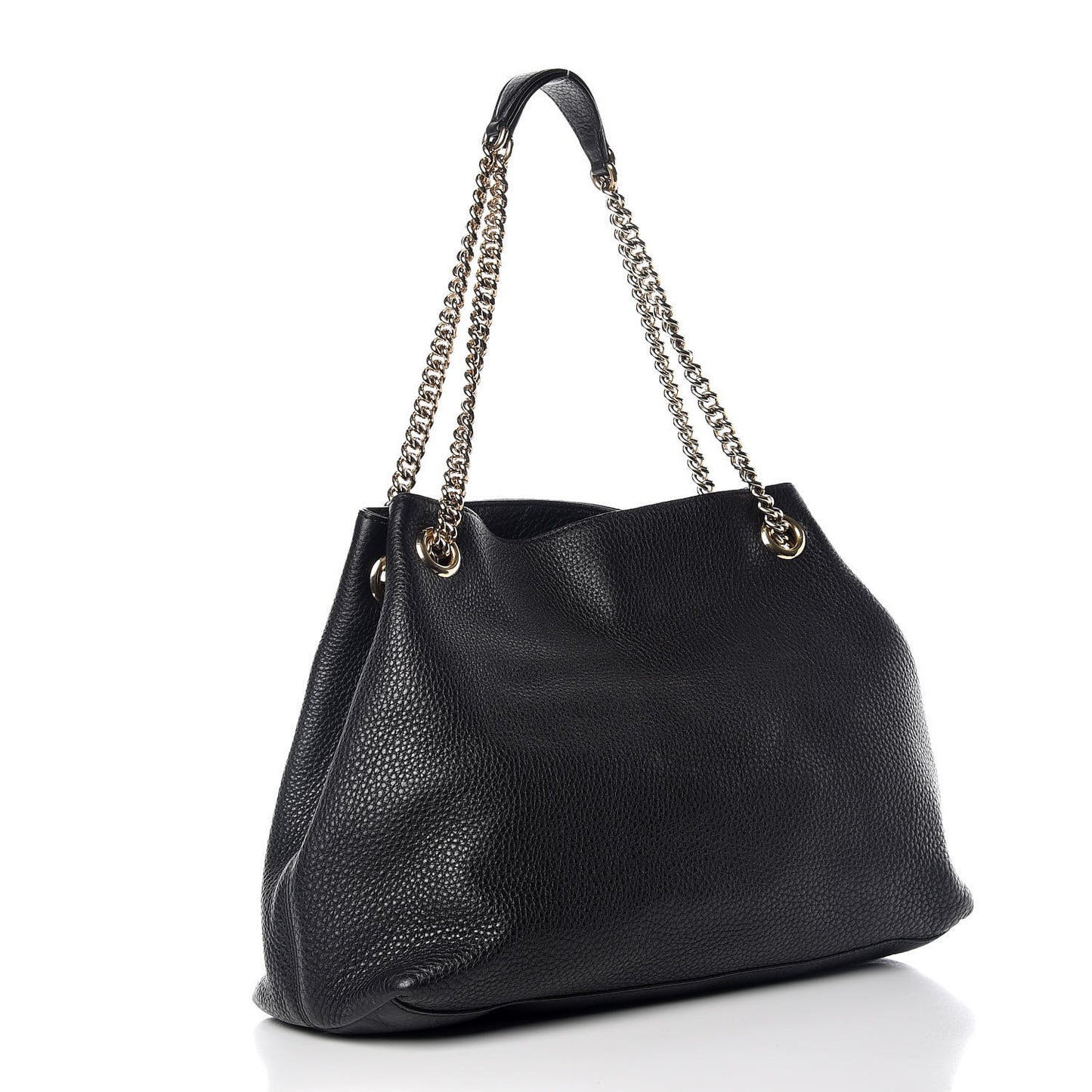 Pebbled Calfskin Medium Soho Chain Shoulder Bag Black