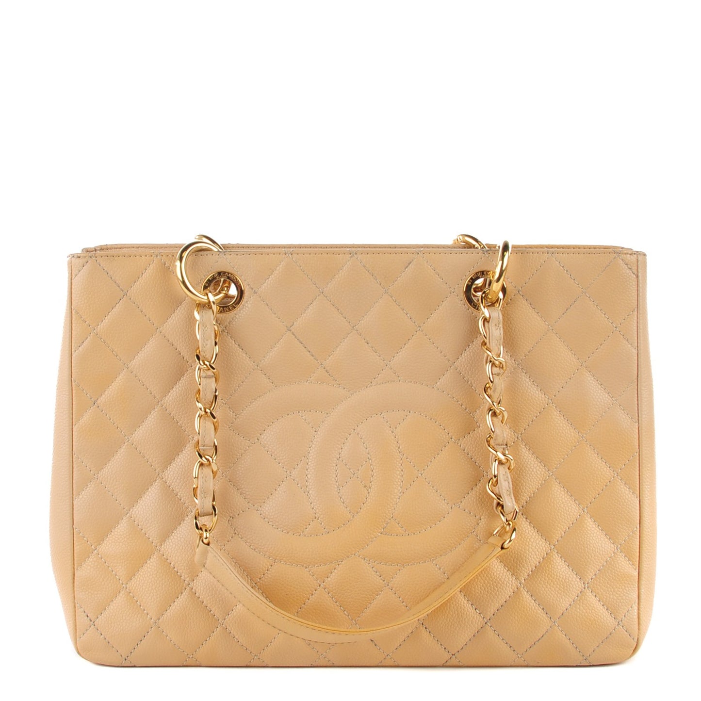 Caviar Quilted Grand Shopping Tote GST Beige
