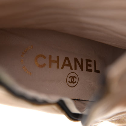 Chanel Lambskin Cap Toe Ankle Boots 37 Beige Black 7 of 10