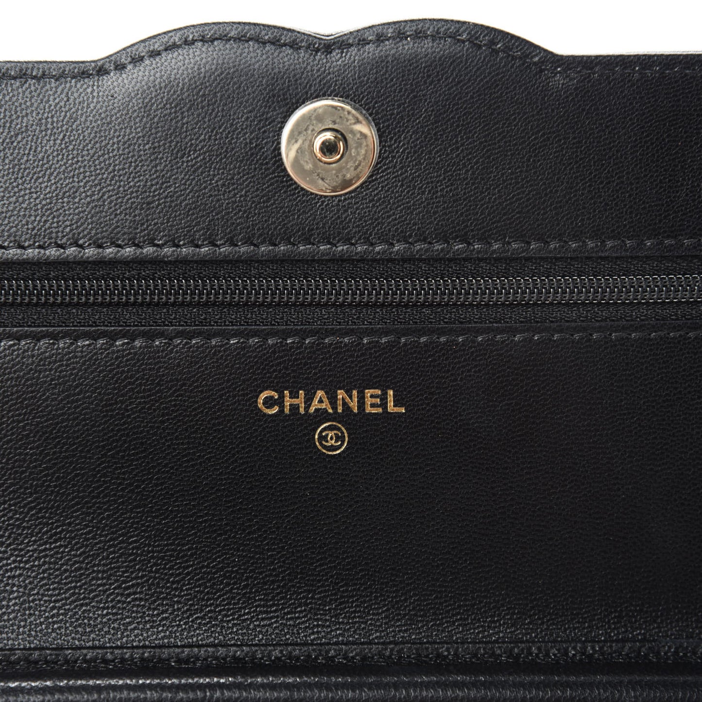 Goatskin Quilted Timeless CC Wallet On Chain WOC Black
