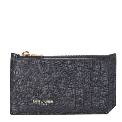 Saint Laurent Grain de Poudre 5 Fragments Zip Pouch Card Holder Marine 1 of 8