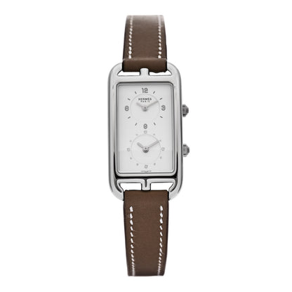 Hermes Stainless Steel Swift 22mm Nantucket Dual Time Quartz Watch Etoupe 1 of 5