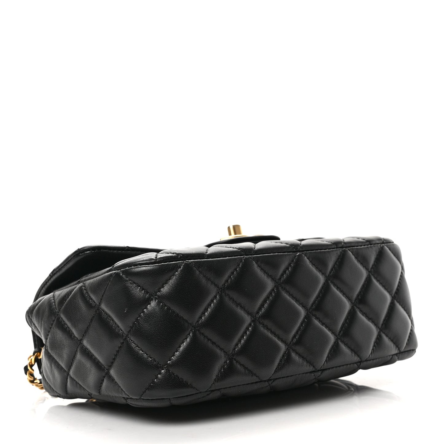 Lambskin Enamel Quilted Small Coco Hearts Flap Black