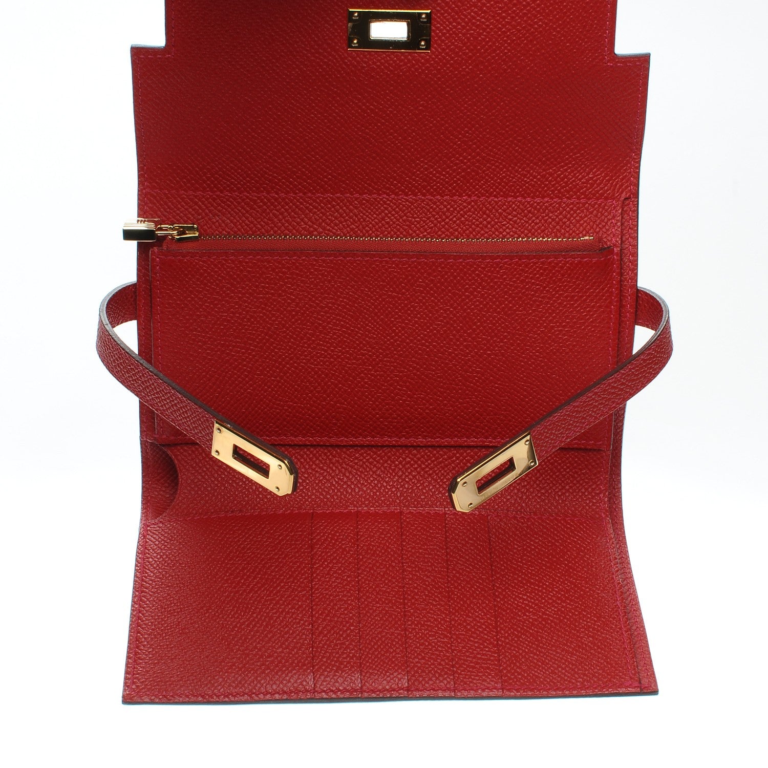 Hermes Epsom Kelly Medium Wallet Rouge Casaque 13 of 13