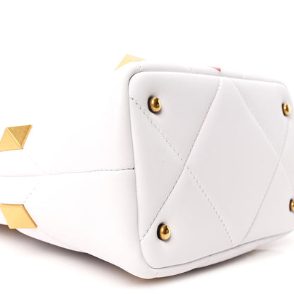 Valentino Garavani Nappa Small Heart Roman Stud The Handle Bag Ivory White 8 of 9