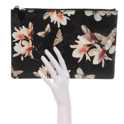 Givenchy Textured Coated Canvas Magnolia and Moth Print Large Zip Pouch Black 2 of 9