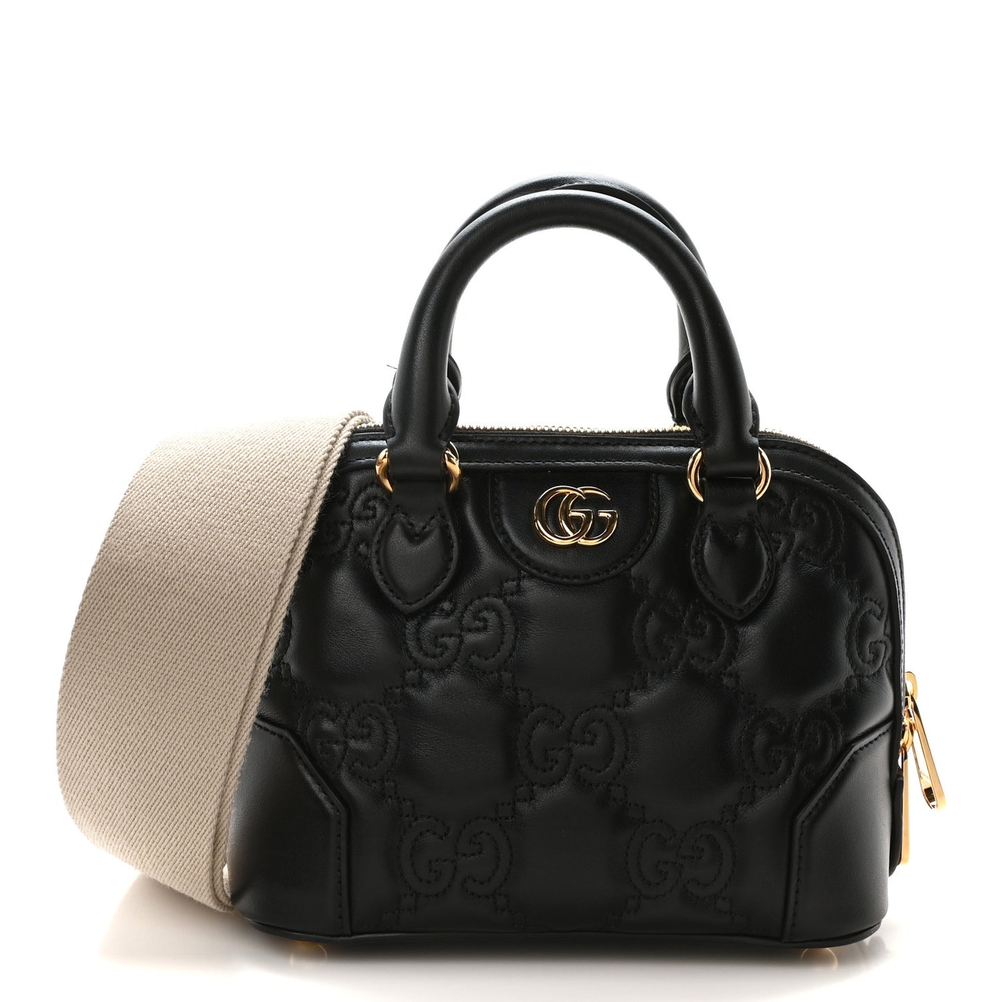 Calfskin GG Matelasse Mini Top Handle Bag Black