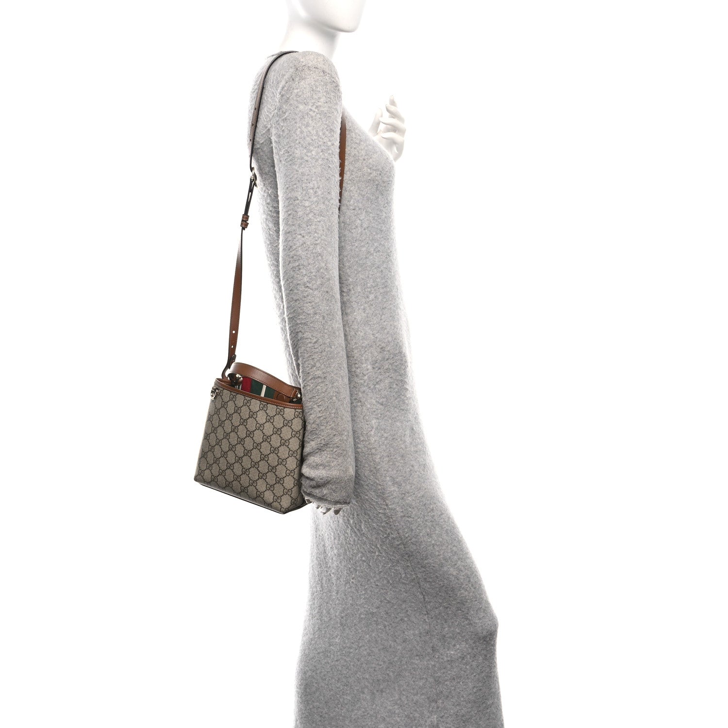 Gucci GG Supreme Monogram Emblem Small Shoulder Bag Beige Ebony Sundial 2 of 9