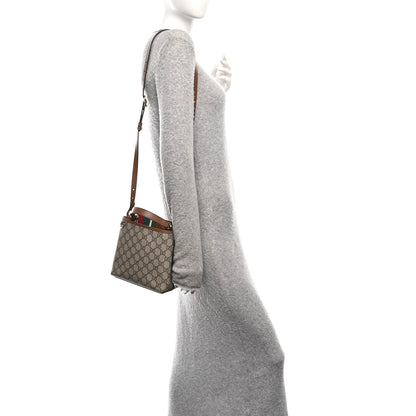 Gucci GG Supreme Monogram Emblem Small Shoulder Bag Beige Ebony Sundial 2 of 9
