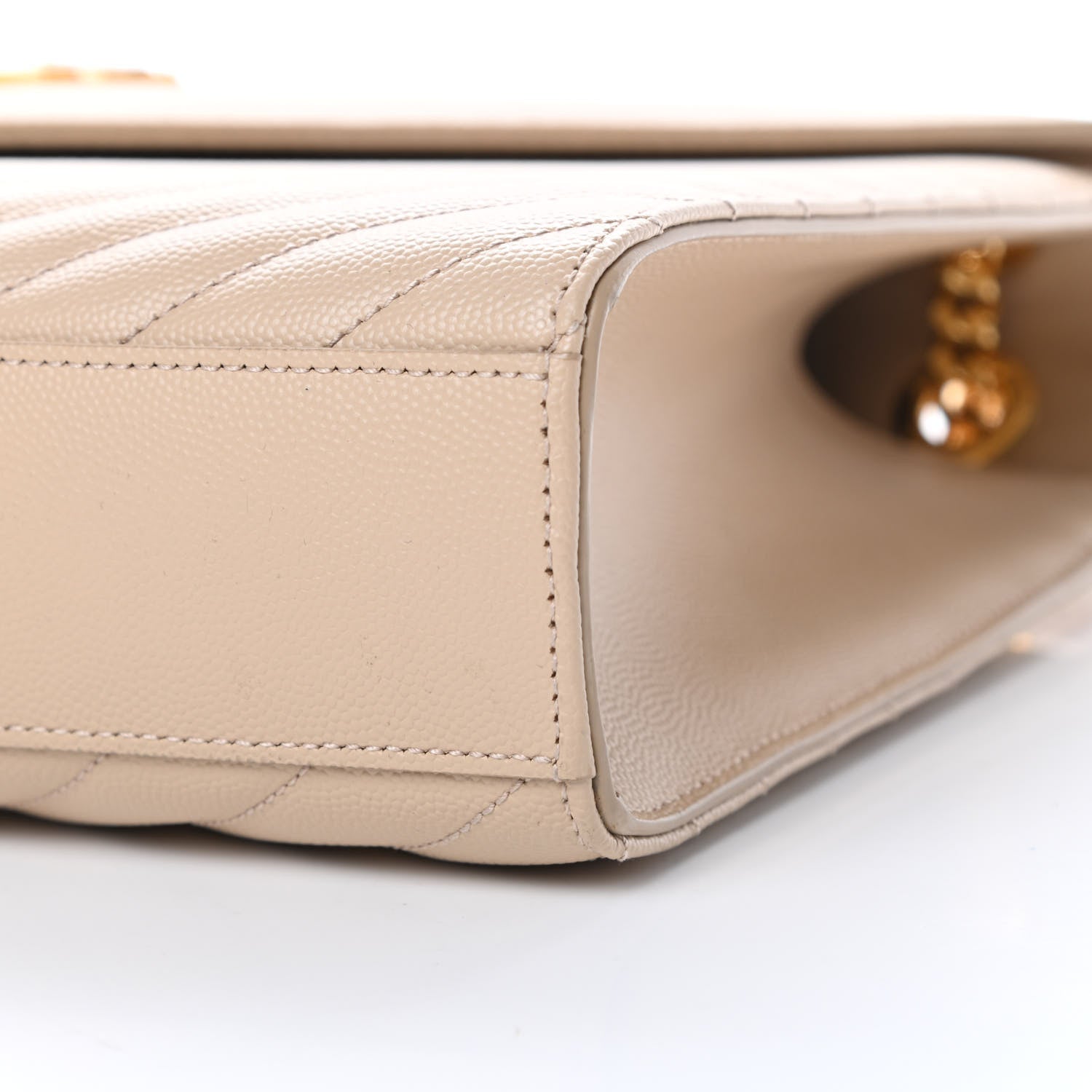 Saint Laurent Grain De Poudre Matelasse Chevron Large Monogram Satchel Nude Powder 10 of 11