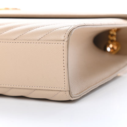 Saint Laurent Grain De Poudre Matelasse Chevron Large Monogram Satchel Nude Powder 10 of 11