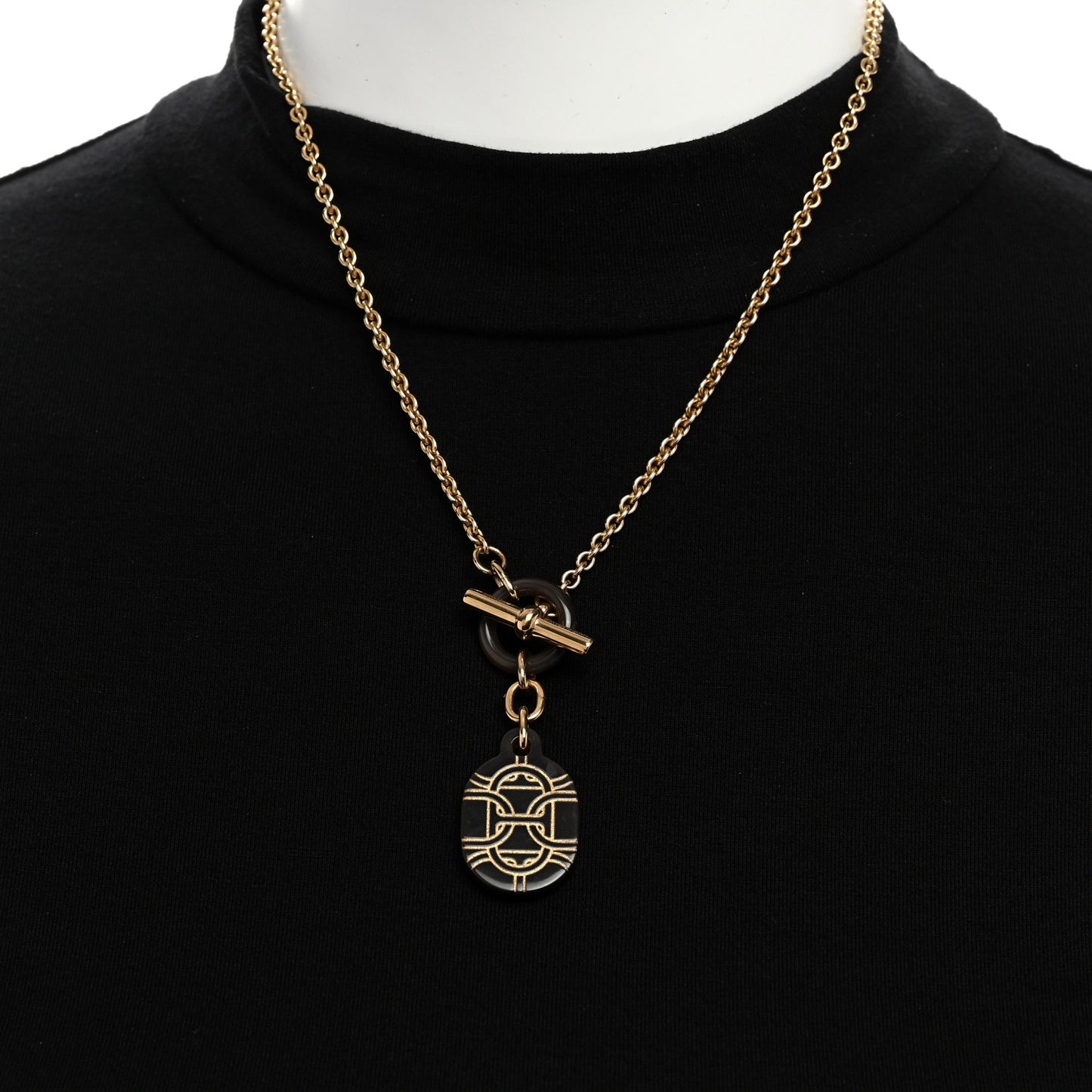 Permabrass Buffalo Horn Chaine d'Ancre Finish Pendant Necklace Dore