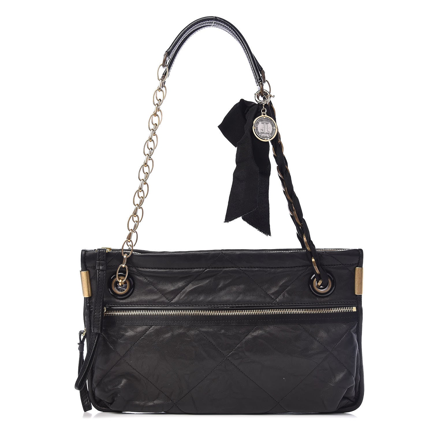 Lanvin Lambskin Quilted Medium Amalia Shoulder Bag Black 1 of 14