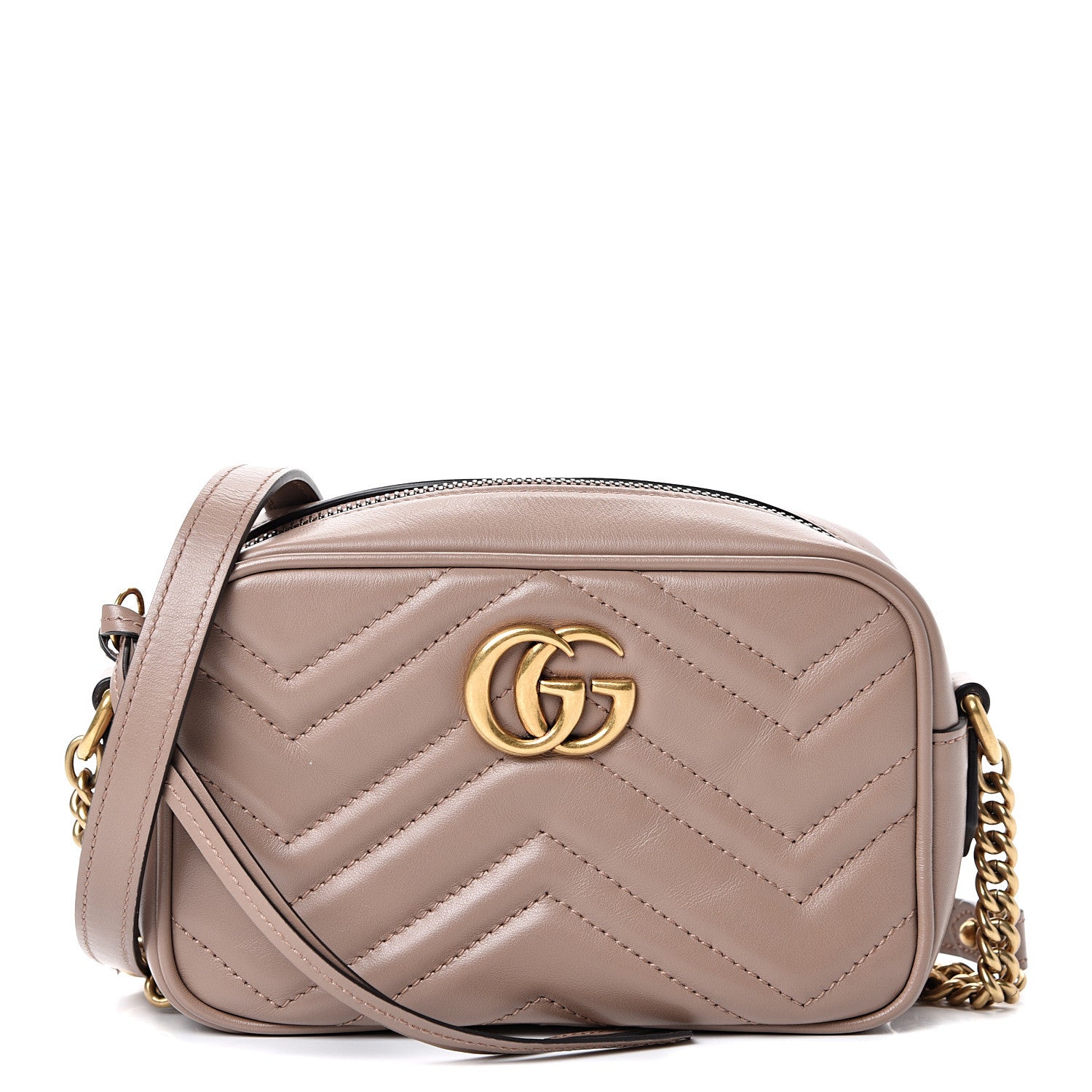 Gucci Calfskin Matelasse Mini GG Marmont Chain Shoulder Bag Porcelain Rose 1 of 9