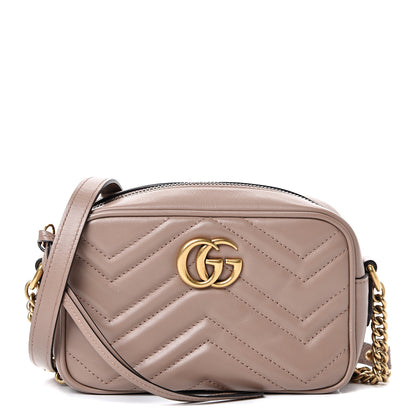 Gucci Calfskin Matelasse Mini GG Marmont Chain Shoulder Bag Porcelain Rose 1 of 9