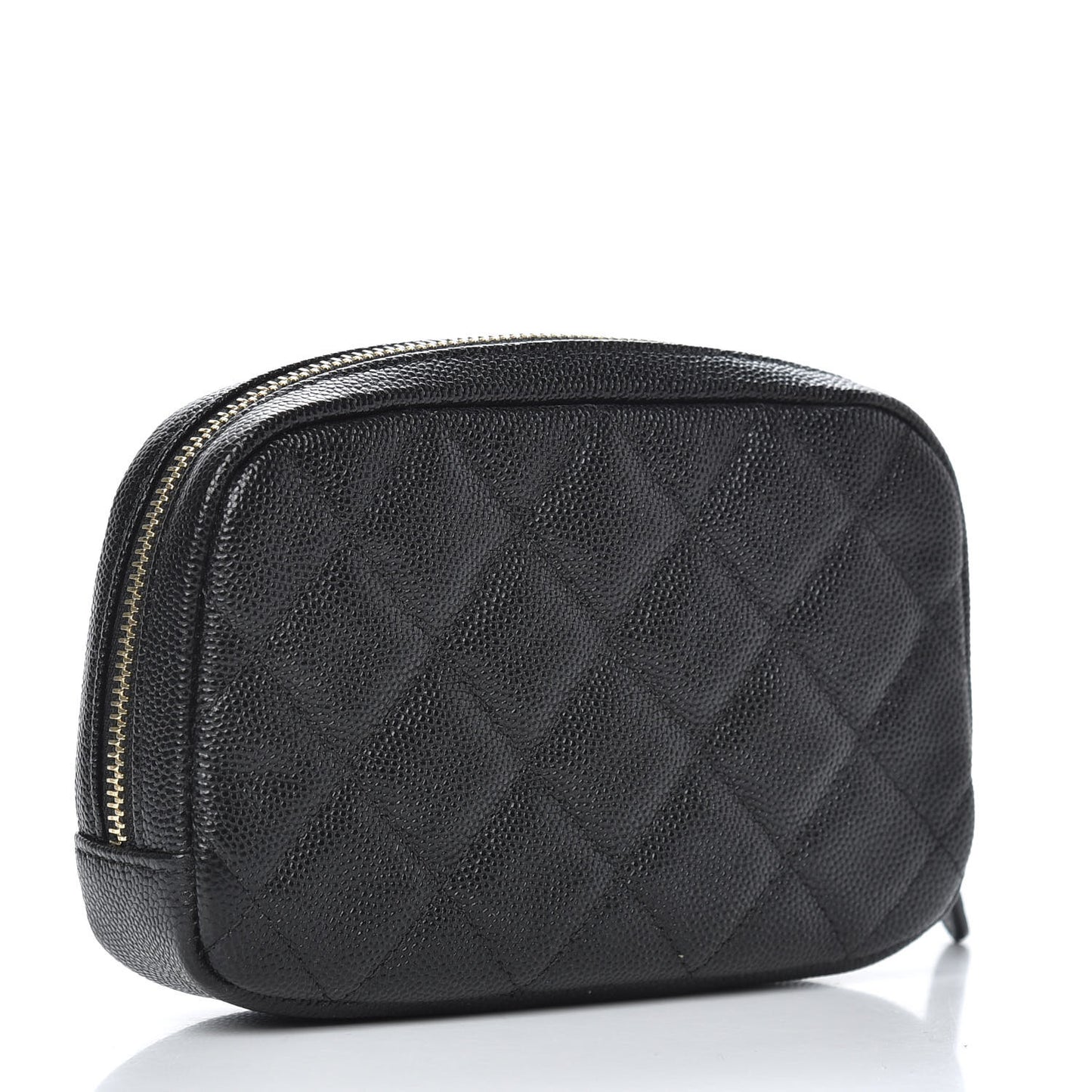 Caviar Quilted Small Curvy Pouch Cosmetic Case Black