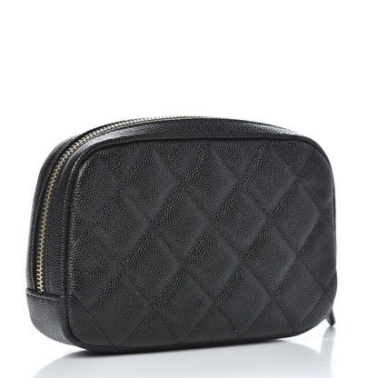 Chanel Caviar Quilted Small Curvy Pouch Cosmetic Case Black 3 of 10