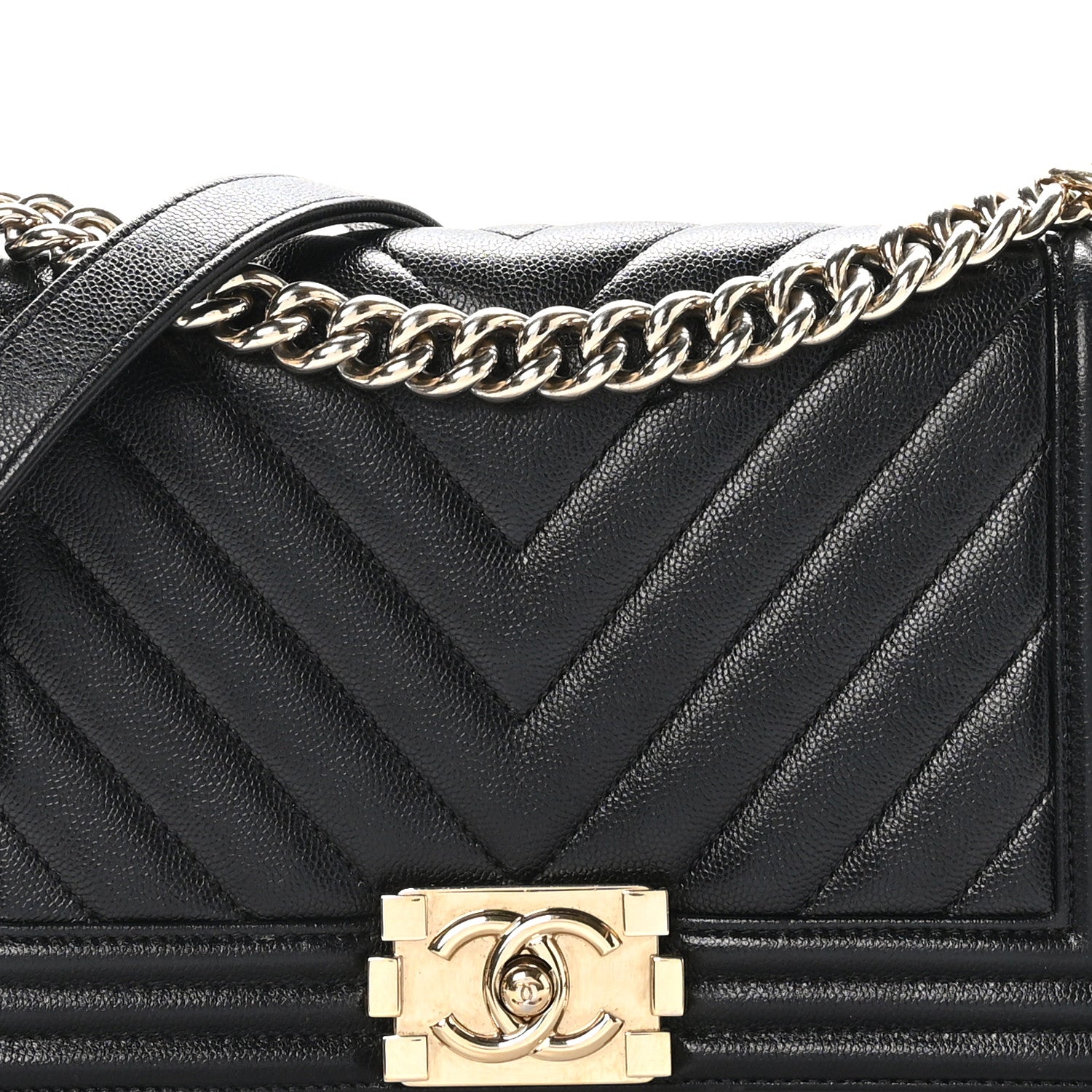 Chanel Caviar Chevron Quilted Medium Boy Flap Black 8 of 10