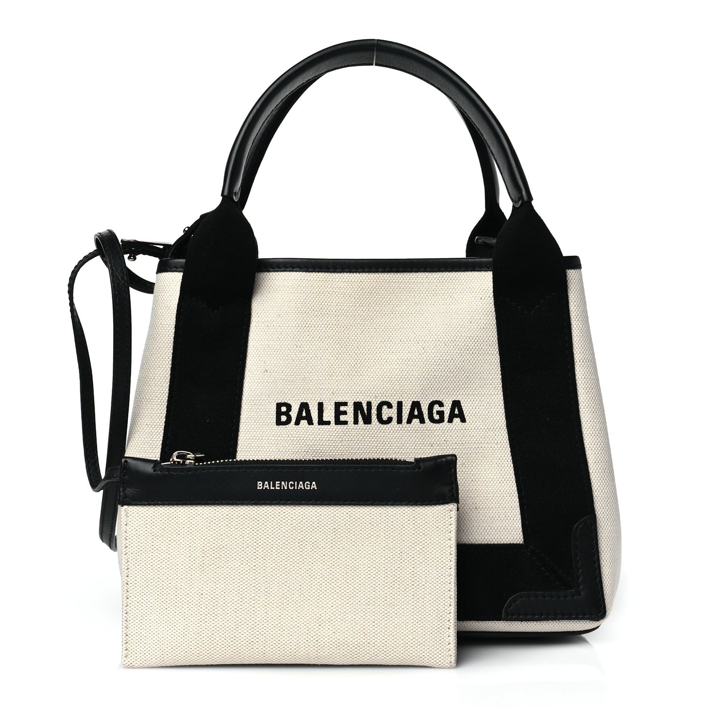 Cotton Canvas Calfskin Navy Cabas XS Natural Black