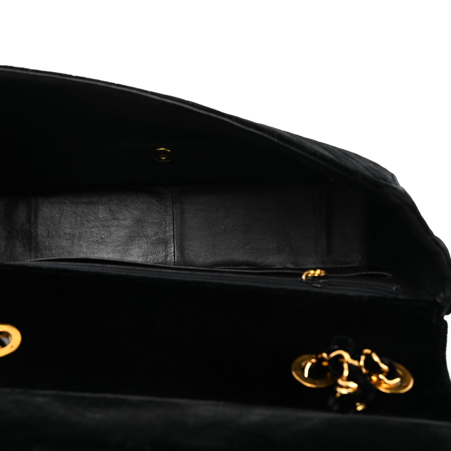 Velvet Chevron Quilted XL Jumbo Flap Black