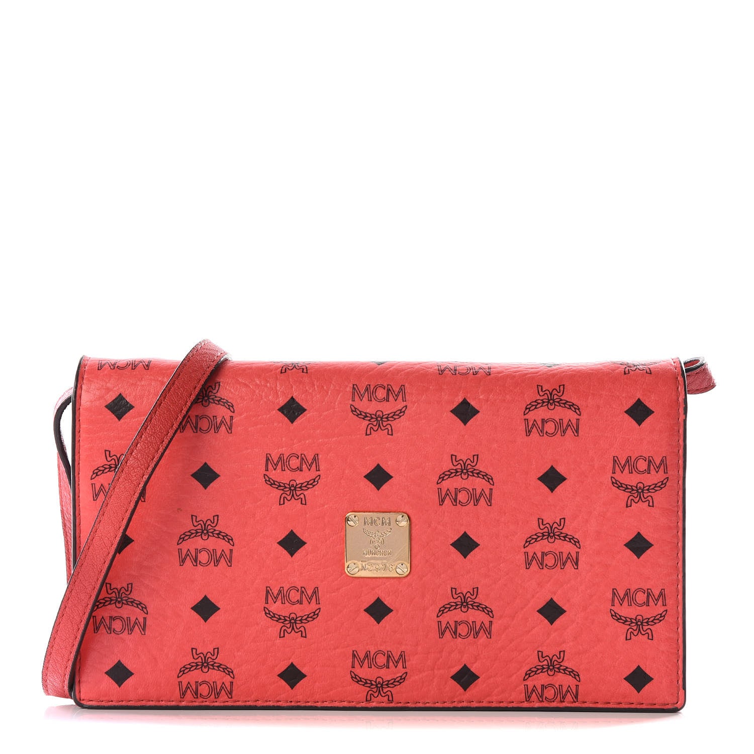 MCM Visetos Bi-Color Crossbody Wallet Coral Sugar Pink 1 of 9