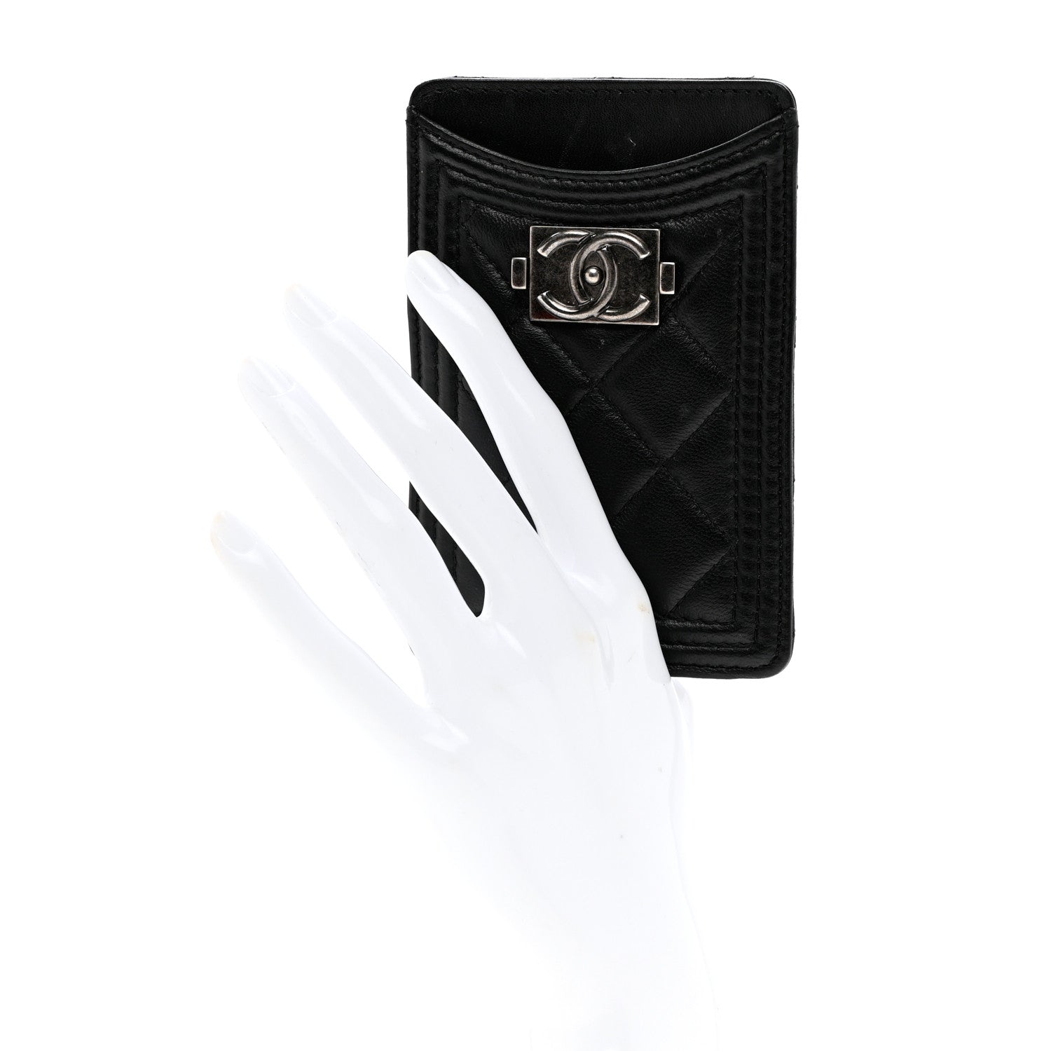 Chanel Calfskin Quilted Boy Card Case Black 2 of 8