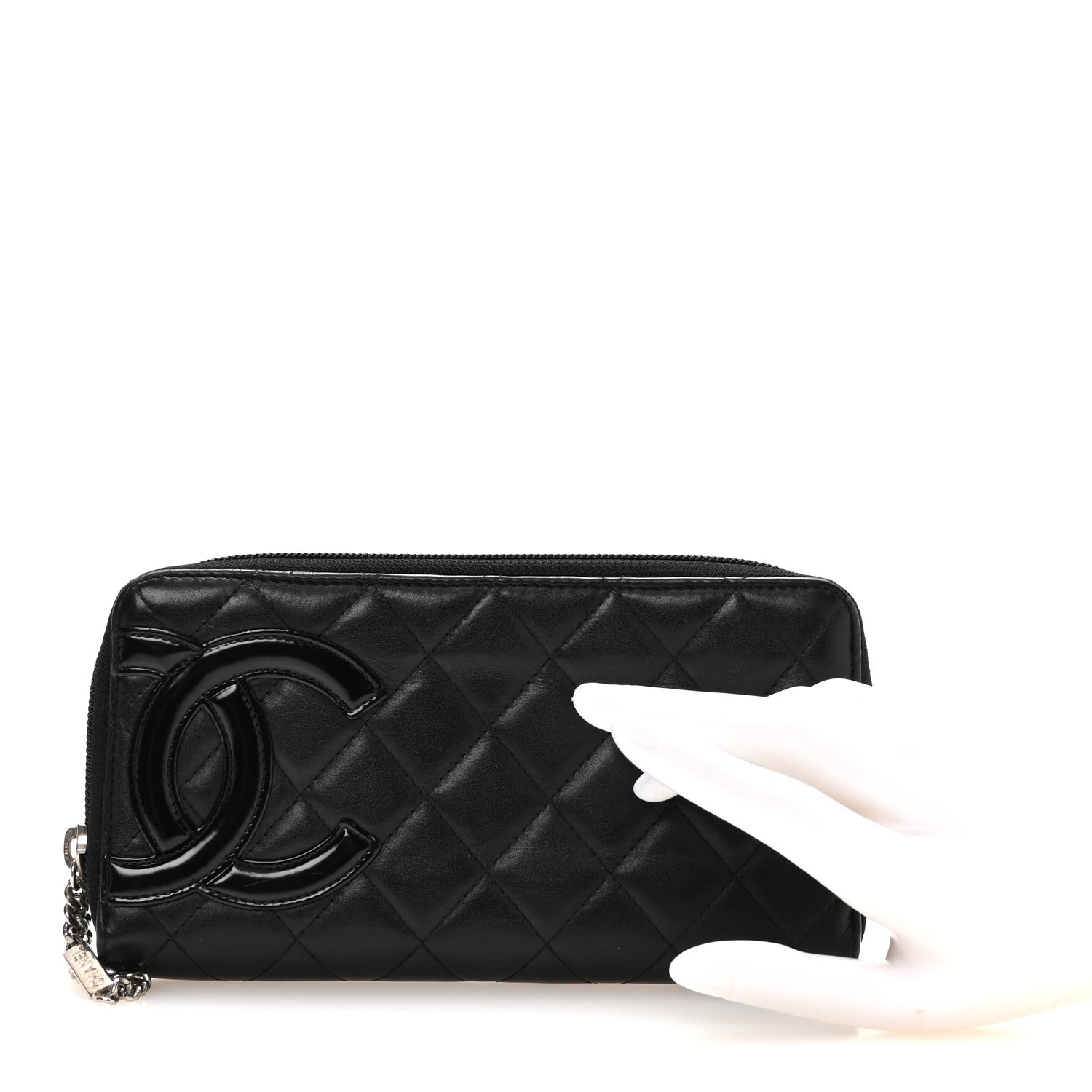 Chanel Calfskin Quilted Cambon Large Gusset Zip Around Wallet Black 2 of 9