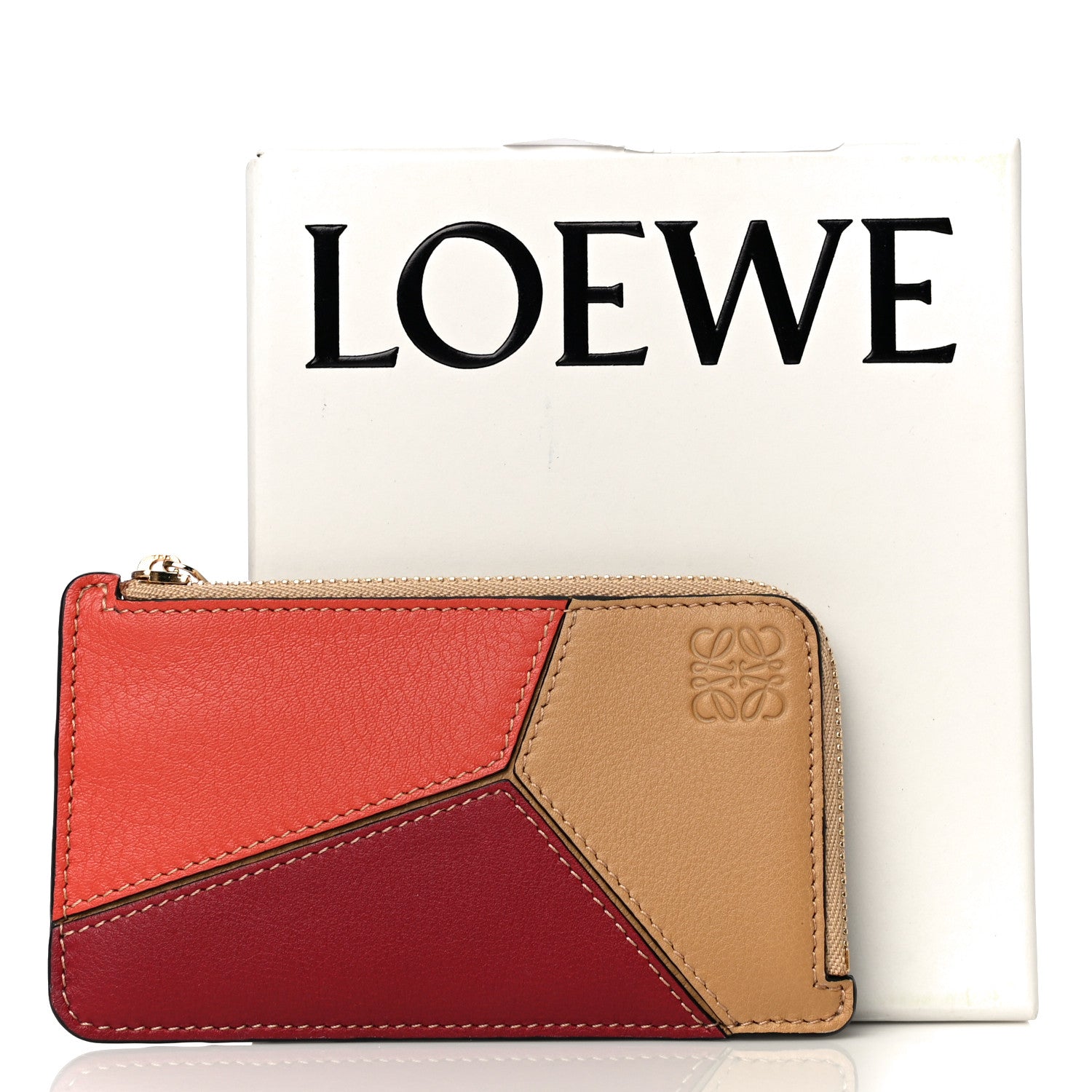 Loewe Calfskin Puzzle Colorblock Coin Card Holder Deep Red Dune 11 of 11