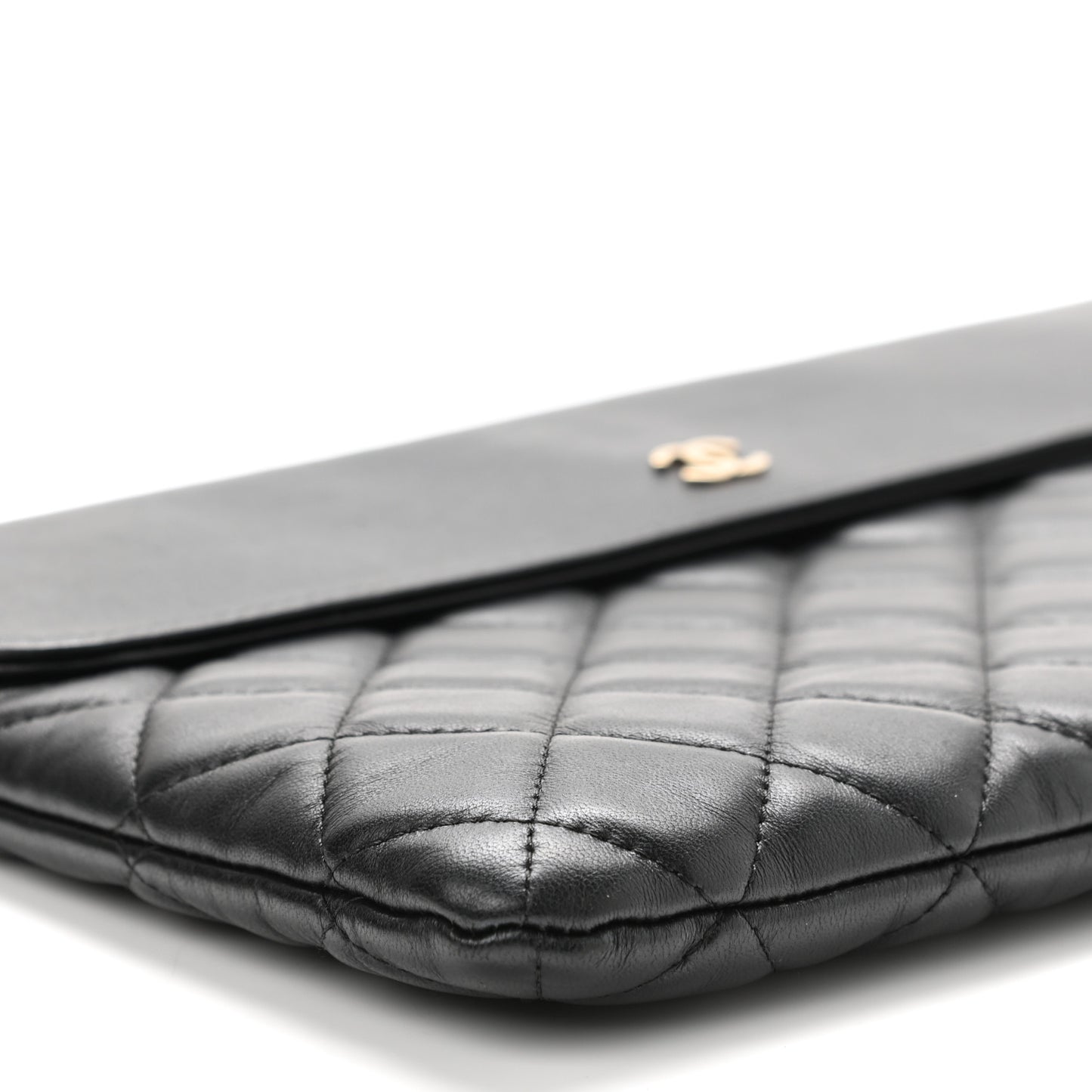 Lambskin Quilted Medium Flap Cosmetic Case Black