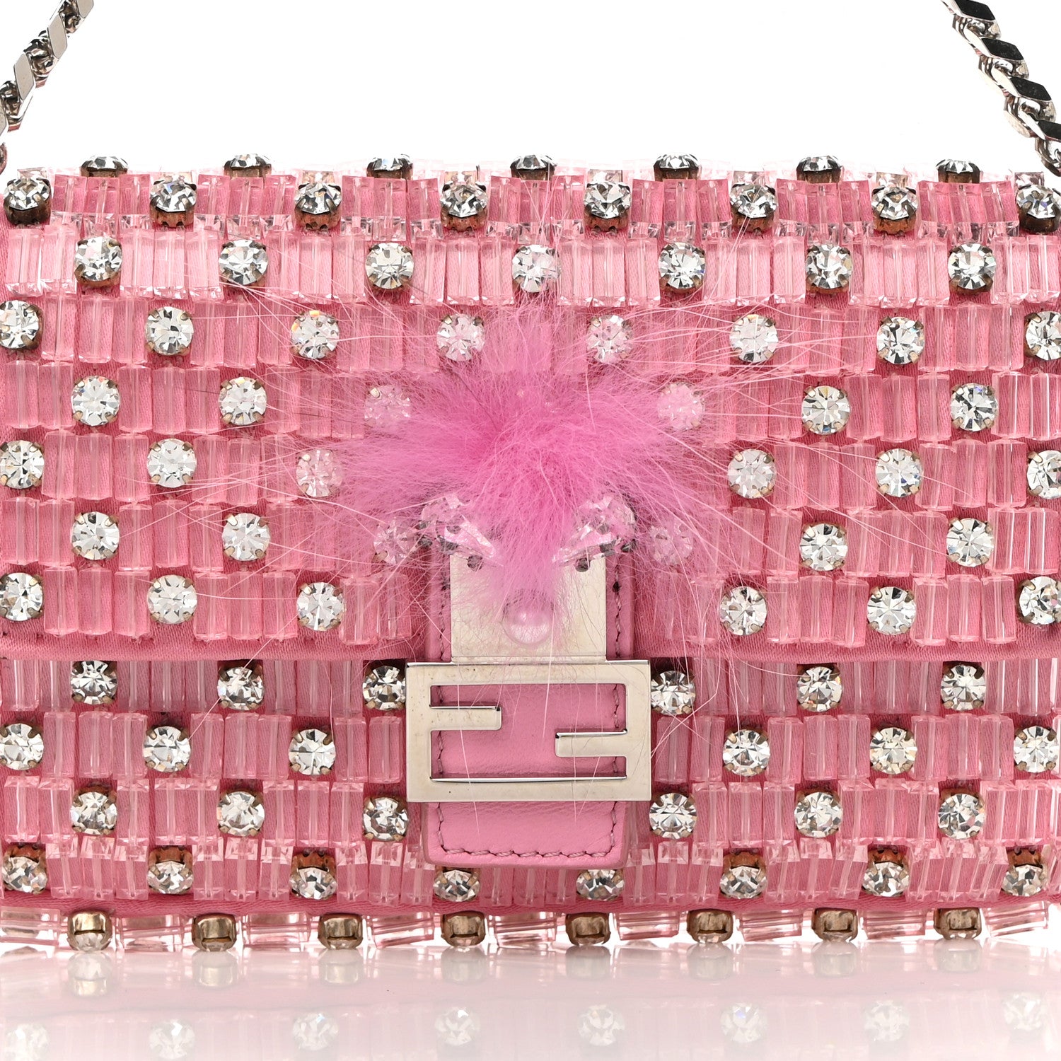Fendi Crystal Beaded Monster Baguette Belt Bag Pink 8 of 11