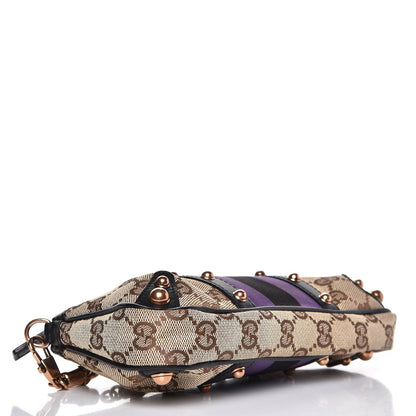 Gucci Monogram Web Studded Chain Clutch Purple 5 of 8