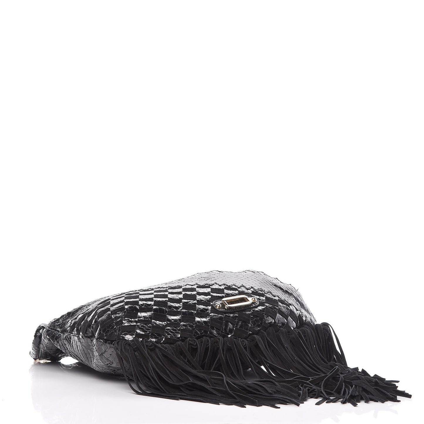 Python Suede Fringe Tatum Shopper Tote Black