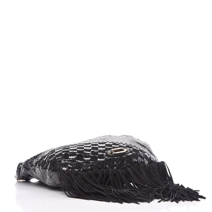 Jimmy Choo Python Suede Fringe Tatum Shopper Tote Black 4 of 8