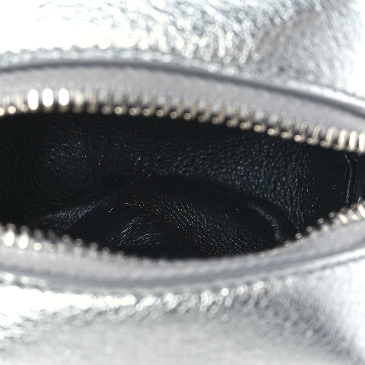 Crinkled Lame Calfskin Jaime Cube Charm Keychain Silver
