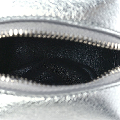Saint Laurent Crinkled Lame Calfskin Jaime Cube Charm Keychain Silver 5 of 9