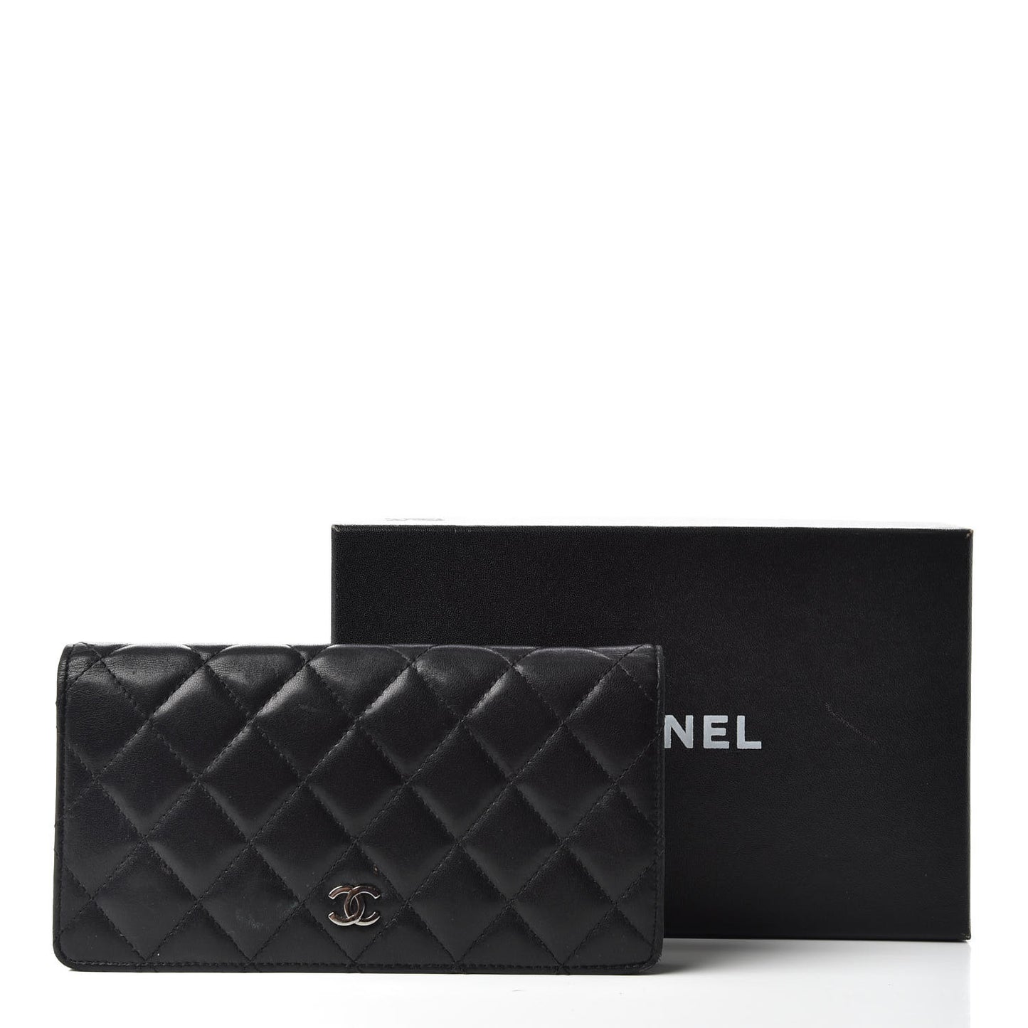 Lambskin Quilted Yen Wallet Black